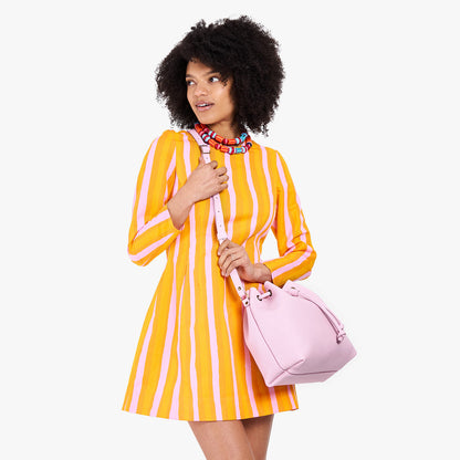 Pinkaboo*Large | Model wearing slouchy crossbody bag with drawstring closure