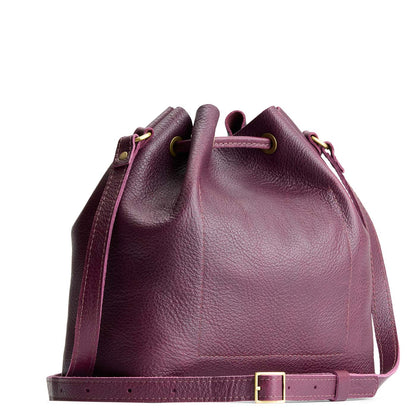 Plum*Large | Slouchy crossbody bag with leather drawstring closure