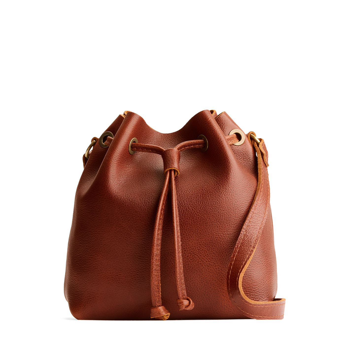 Nutmeg*Small | Slouchy crossbody bag with leather drawstring closure
