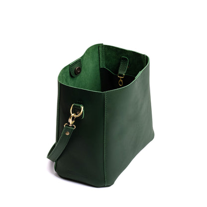 Aruba | symmetrical bucket bag with latch closure and removable crossbody strap