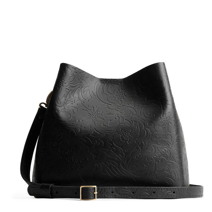 Dahlia | Symmetrical bucket bag with latch closure and removable crossbody strap