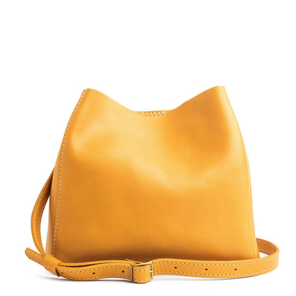 Sunflower | symmetrical bucket bag with latch closure and removable crossbody strap