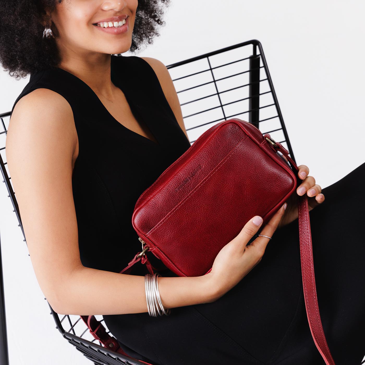 Chili Red*Large | Mid-size rectangular crossbody with adjustable strap