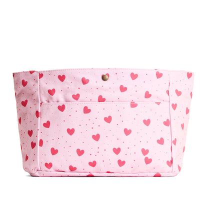 Pink Crush*Classic*Large | Heart printed canvas organizer with pockets
