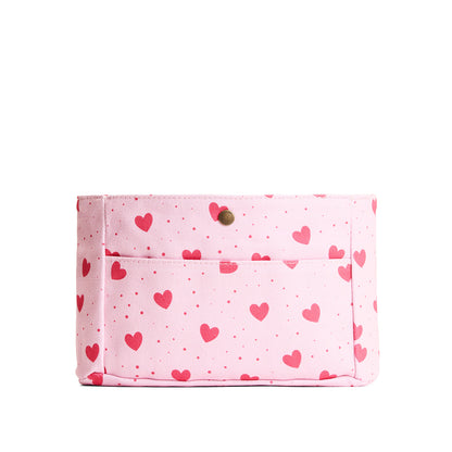 Pink Crush*Classic*Small | Heart printed canvas organizer with pockets