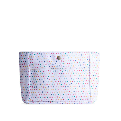 Sprinkles*Classic*Small | Back of printed canvas organizer with pockets