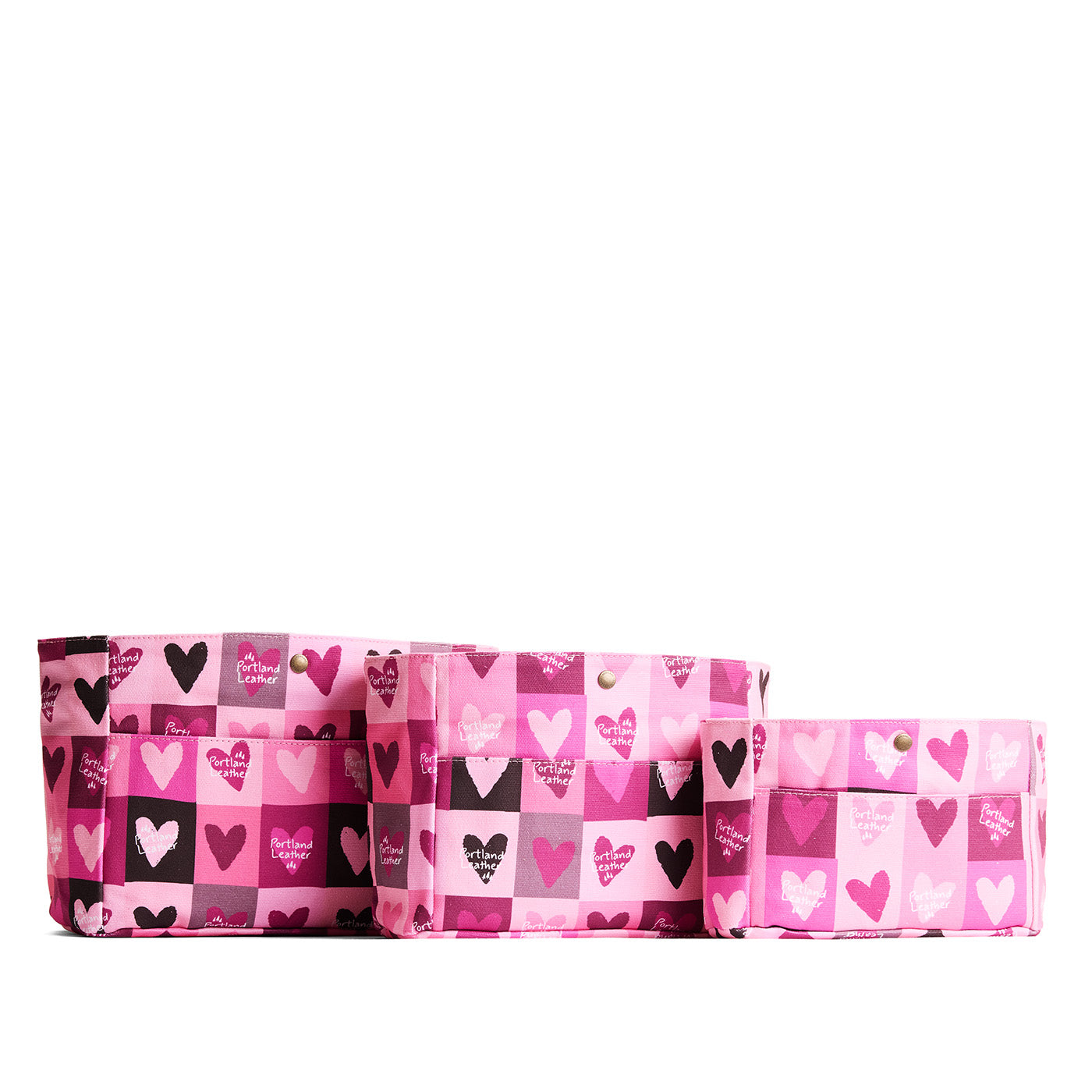 Sugar Rush*Classic | Three size comparison of printed canvas purse organizers