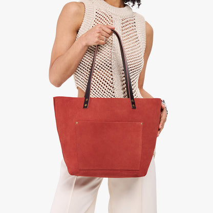 Cinnabar*Classic | Large leather tote bag with sturdy bridle handles and front pocket