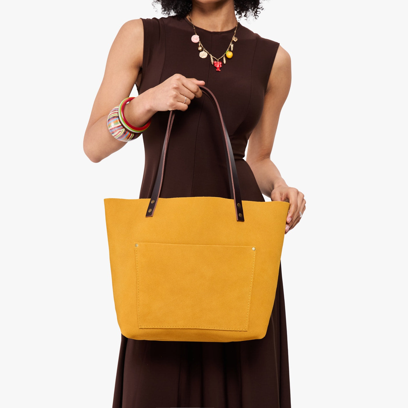 Dijon*Classic | Large leather tote bag with sturdy bridle handles and front pocket