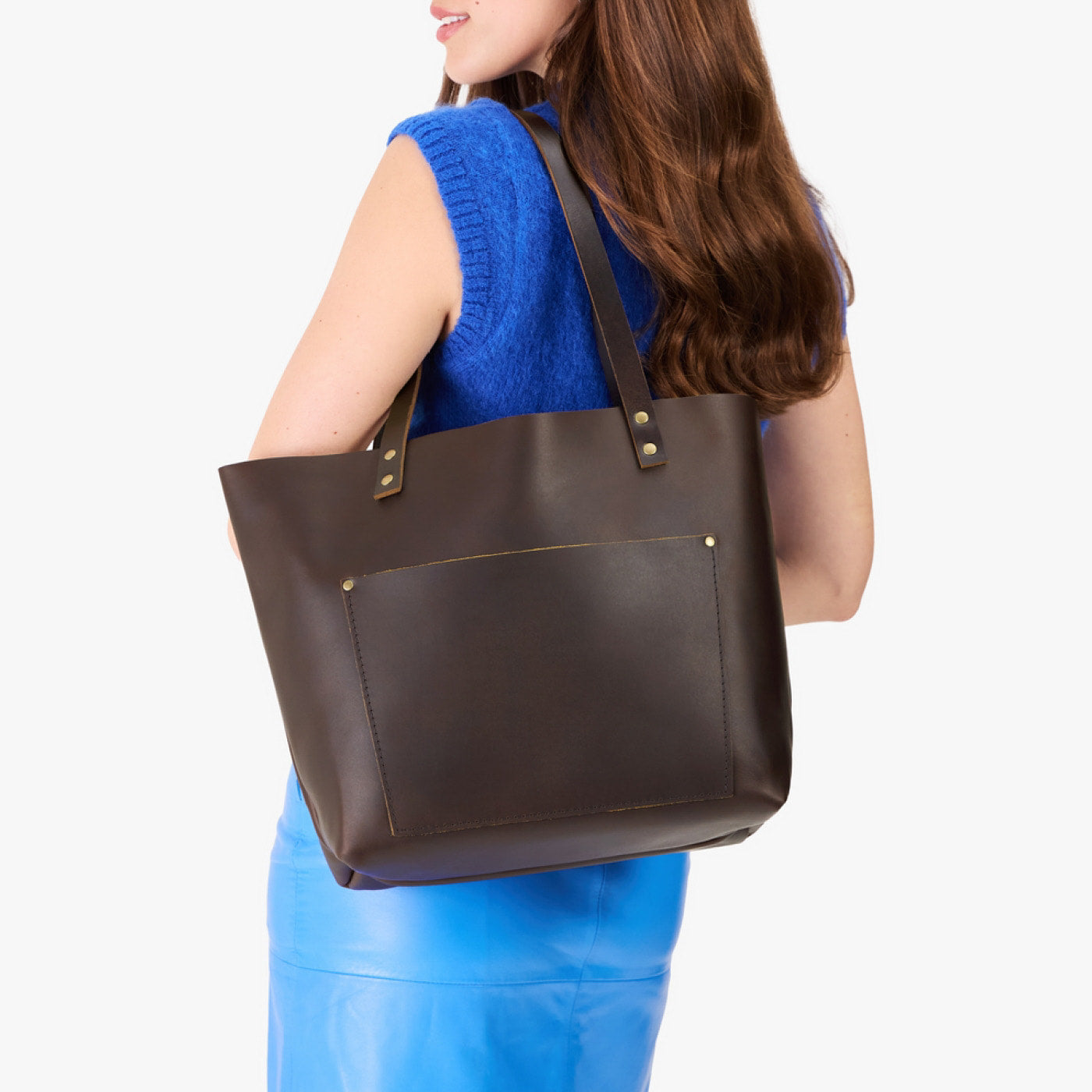 Grizzly*Classic | Large leather tote bag with sturdy bridle handles and front pocket