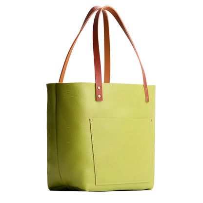 Wasabi*Classic | Large leather tote bag with sturdy bridle handles and front pocket
