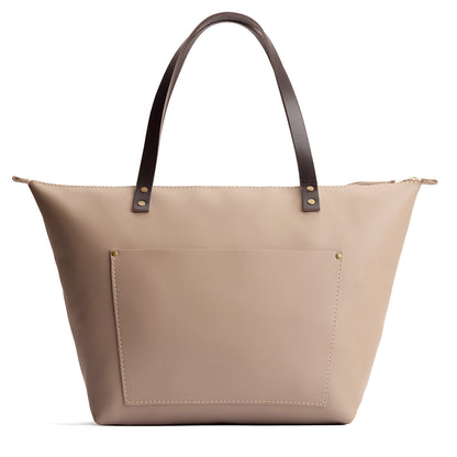 Stone*Zipper | Large leather tote bag with sturdy bridle handles and front pocket