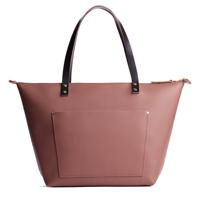 Sunkissed*Zipper | Large leather tote bag with sturdy bridle handles and front pocket