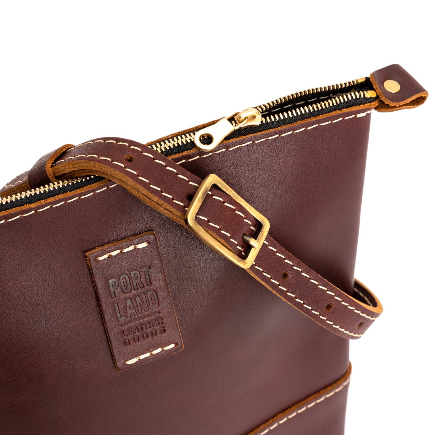 Cognac | Small rectangular crossbody purse with top zipper and interior pocket