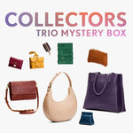 A collection of bags and small goods with the title Collectors Trio Mystery Box