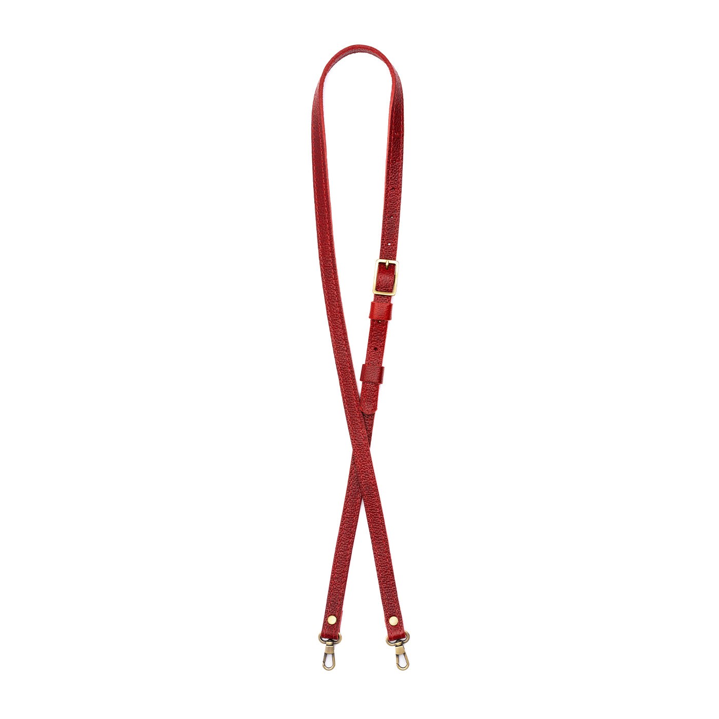 Chili Red | Leather crossbody strap with metal buckle and lever snap swivel clasps