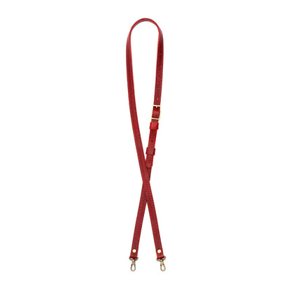 Chili Red | Leather crossbody strap with metal buckle and lever snap swivel clasps