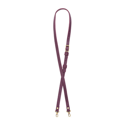 Plum | Leather crossbody strap with metal buckle and lever snap swivel clasps