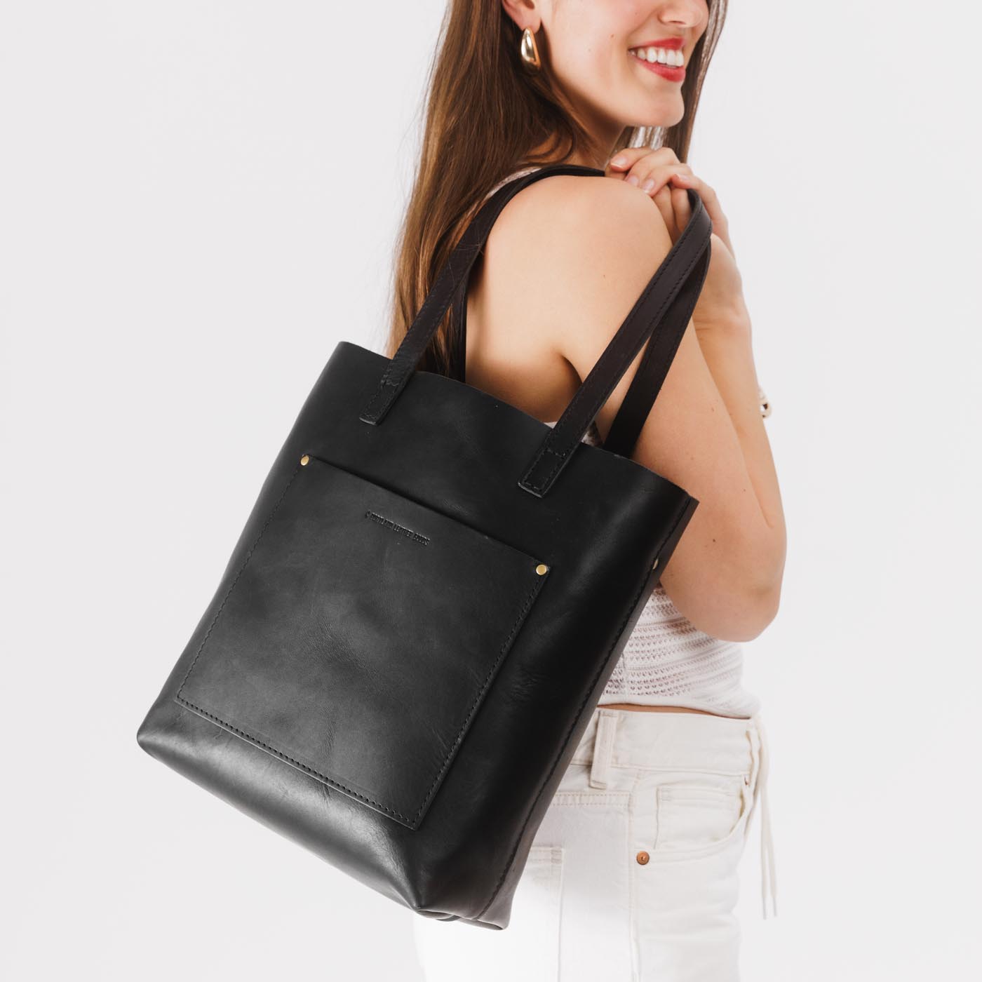 Black | Medium Tote with dual shoulder straps and crossbody strap