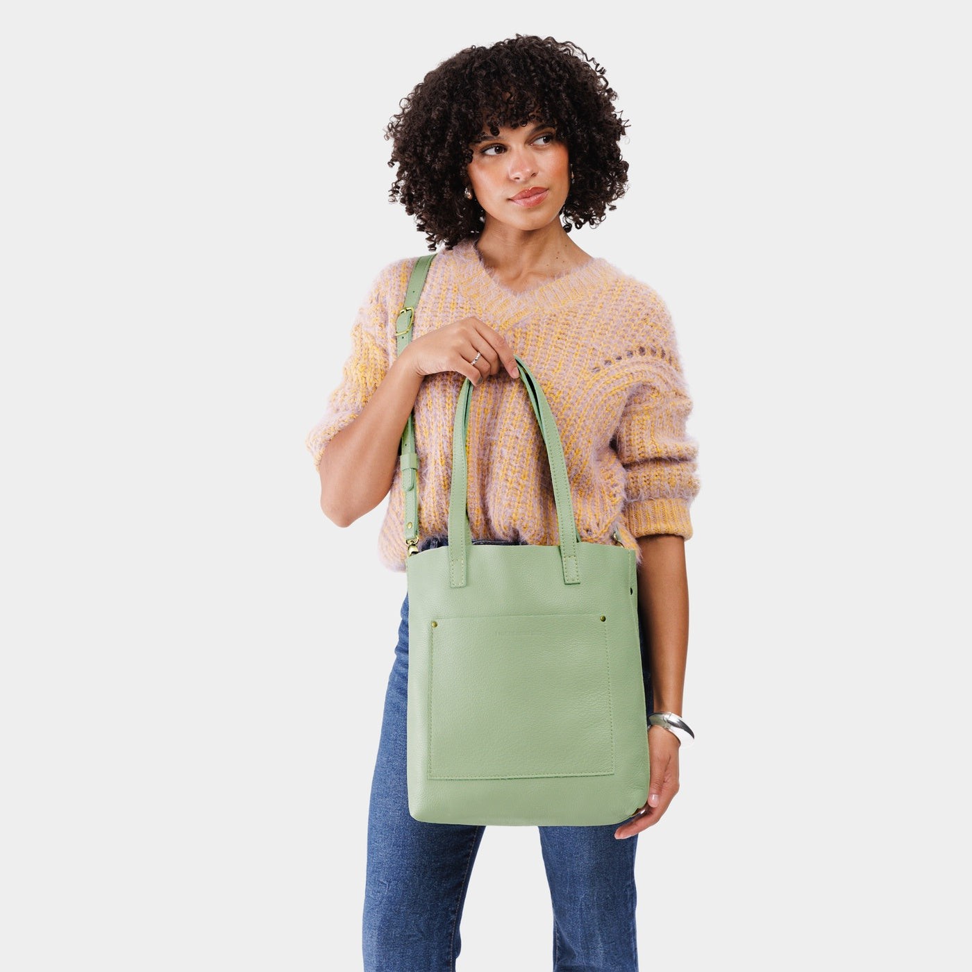 Pistachio*Classic | Medium Tote with dual shoulder straps and crossbody strap