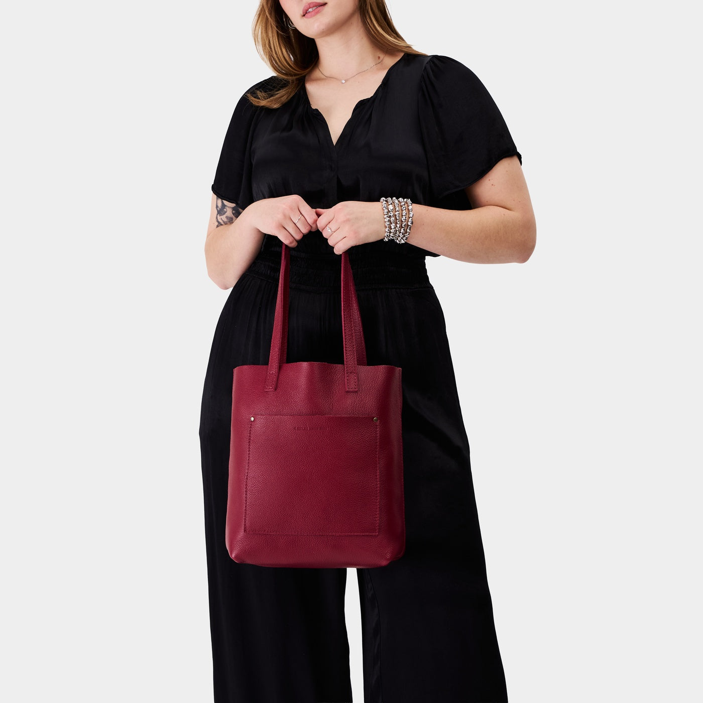 Rhubarb*Classic | Medium Tote with dual shoulder straps and crossbody strap