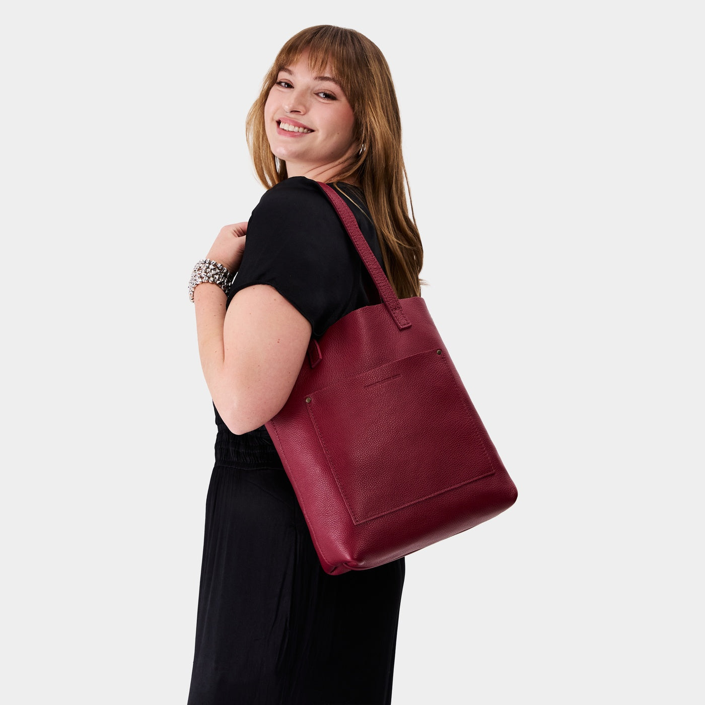 Rhubarb*Classic | Medium Tote with dual shoulder straps and crossbody strap