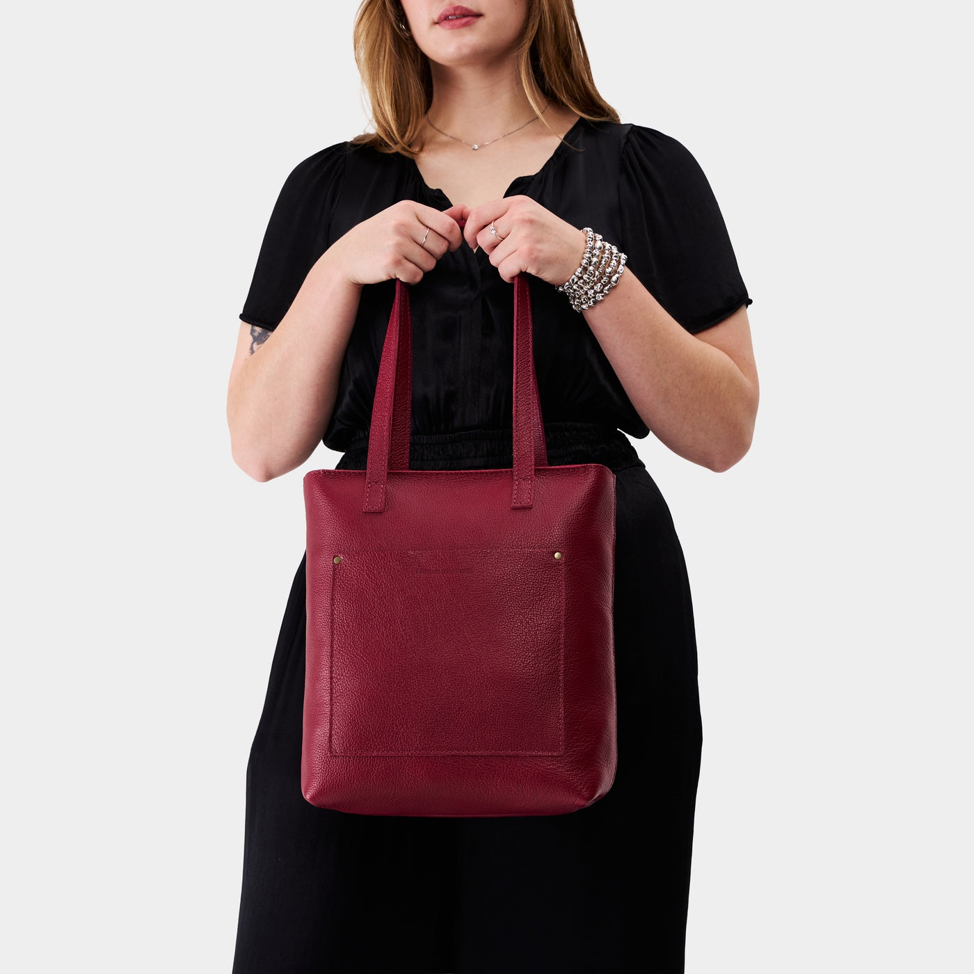 Rhubarb*Zipper | Medium Tote with dual shoulder straps and crossbody strap