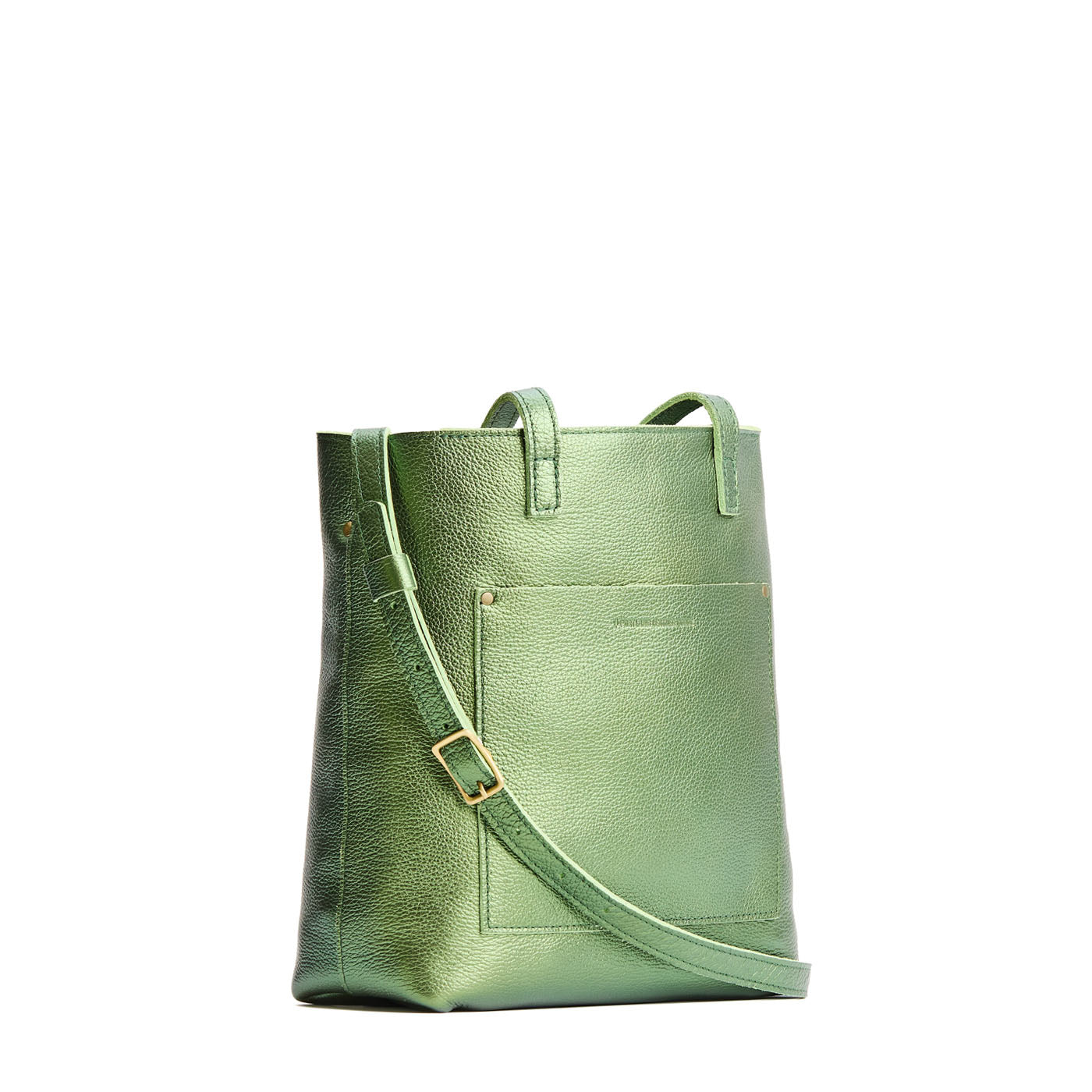Metallic Greench*Zipper | Medium Tote with dual shoulder straps and crossbody strap