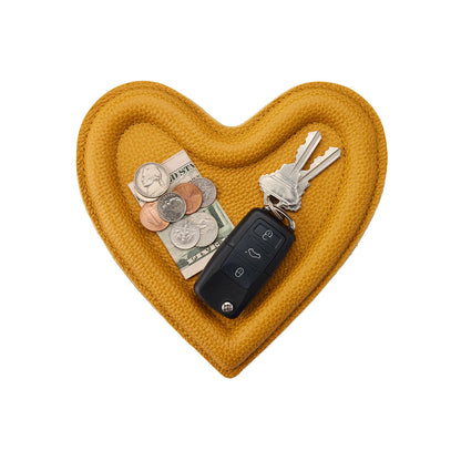 Sunshine | Heart shaped leather tray with stuffed edges