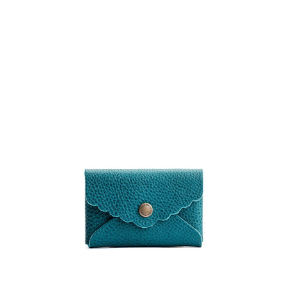 Aquarius | Leather card wallet with scalloped edge