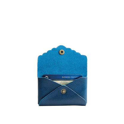 Caspian | Leather card wallet with scalloped edge open