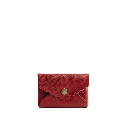 Chili Red | Leather card wallet with scalloped edge closed