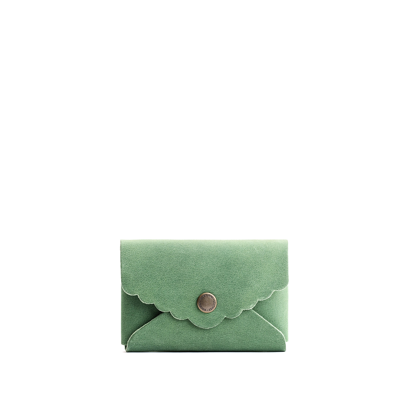 Cucumber | Leather card wallet with scalloped edge