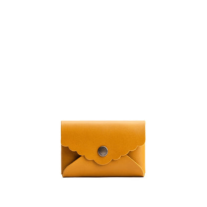 Mango | Leather card wallet with scalloped edge