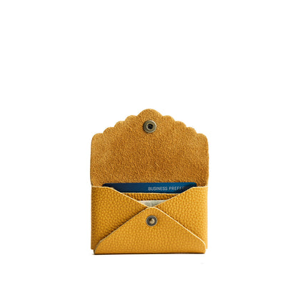 Sunshine | Leather card wallet with scalloped edge open