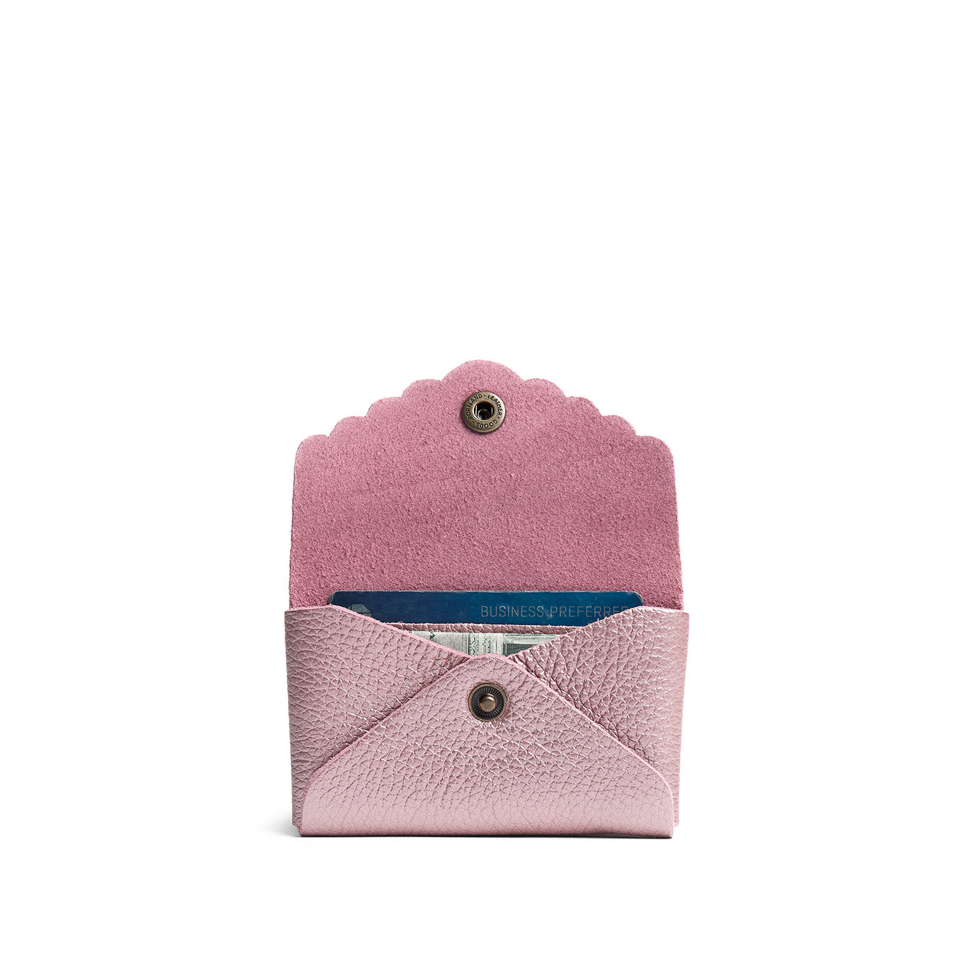 Supernova | Leather card wallet with scalloped edge open