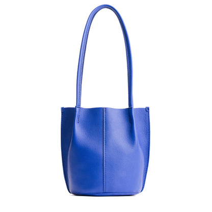 Astro Blue*Small | Petite bucket shaped tote bag with matching leather handles