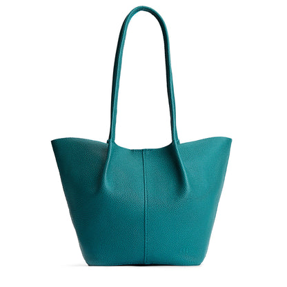 Aquarius*Large | Wide bucket shaped tote bag with matching leather handles