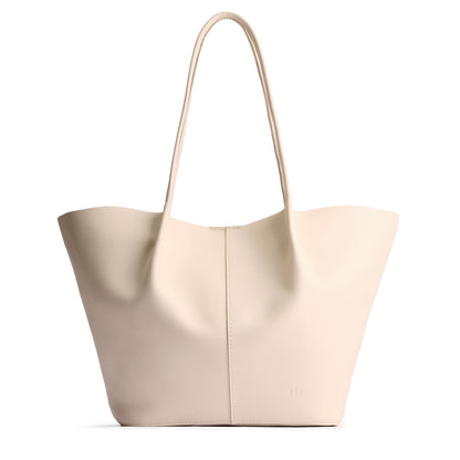 Bone*Oversized | Extra wide bucket shaped tote bag with matching leather handles