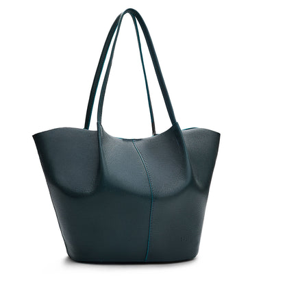 Boreal*Oversized | Extra wide bucket shaped tote bag with matching leather handles