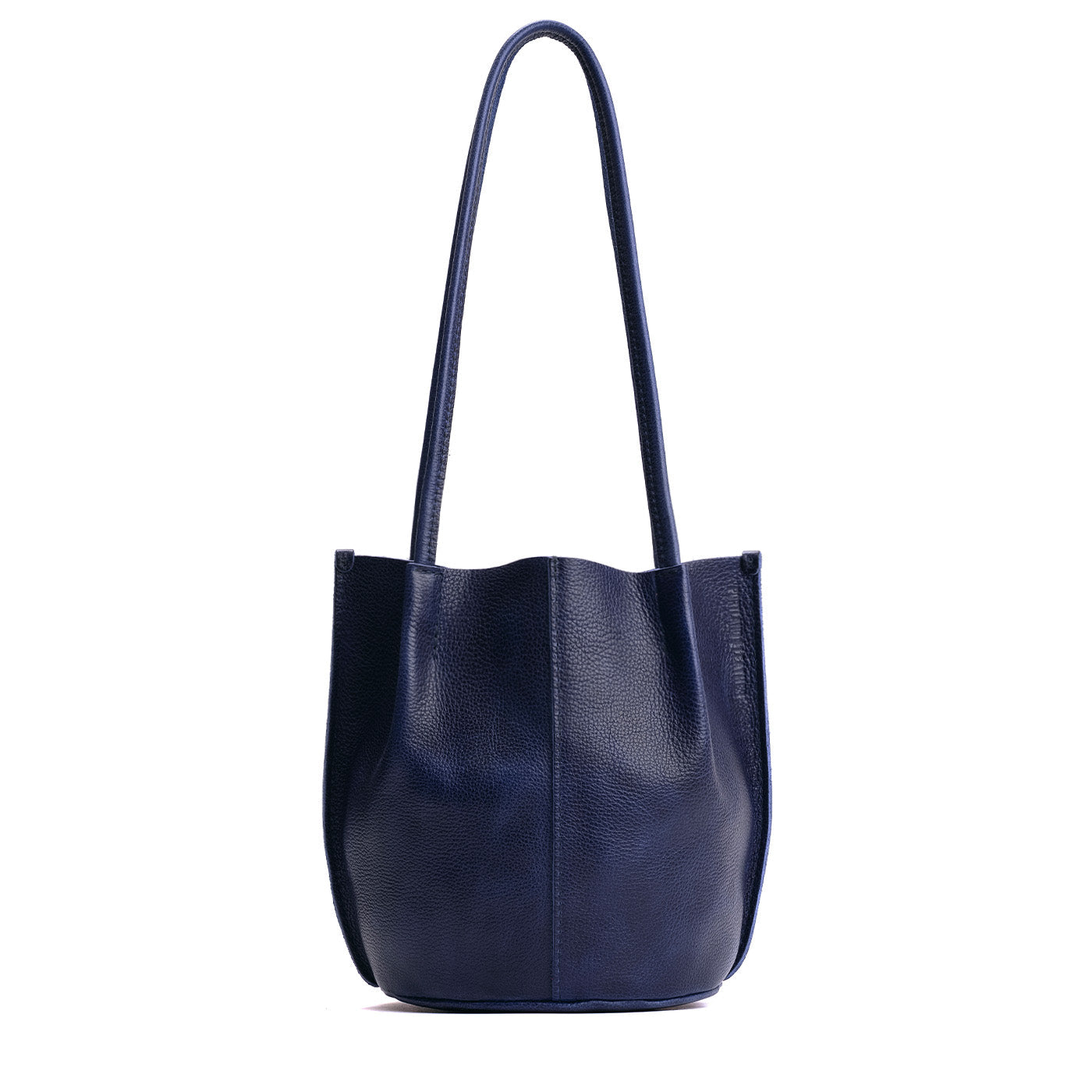 Cobalt*Small | Petite bucket shaped tote bag with matching leather handles