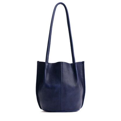 Cobalt*Small | Petite bucket shaped tote bag with matching leather handles
