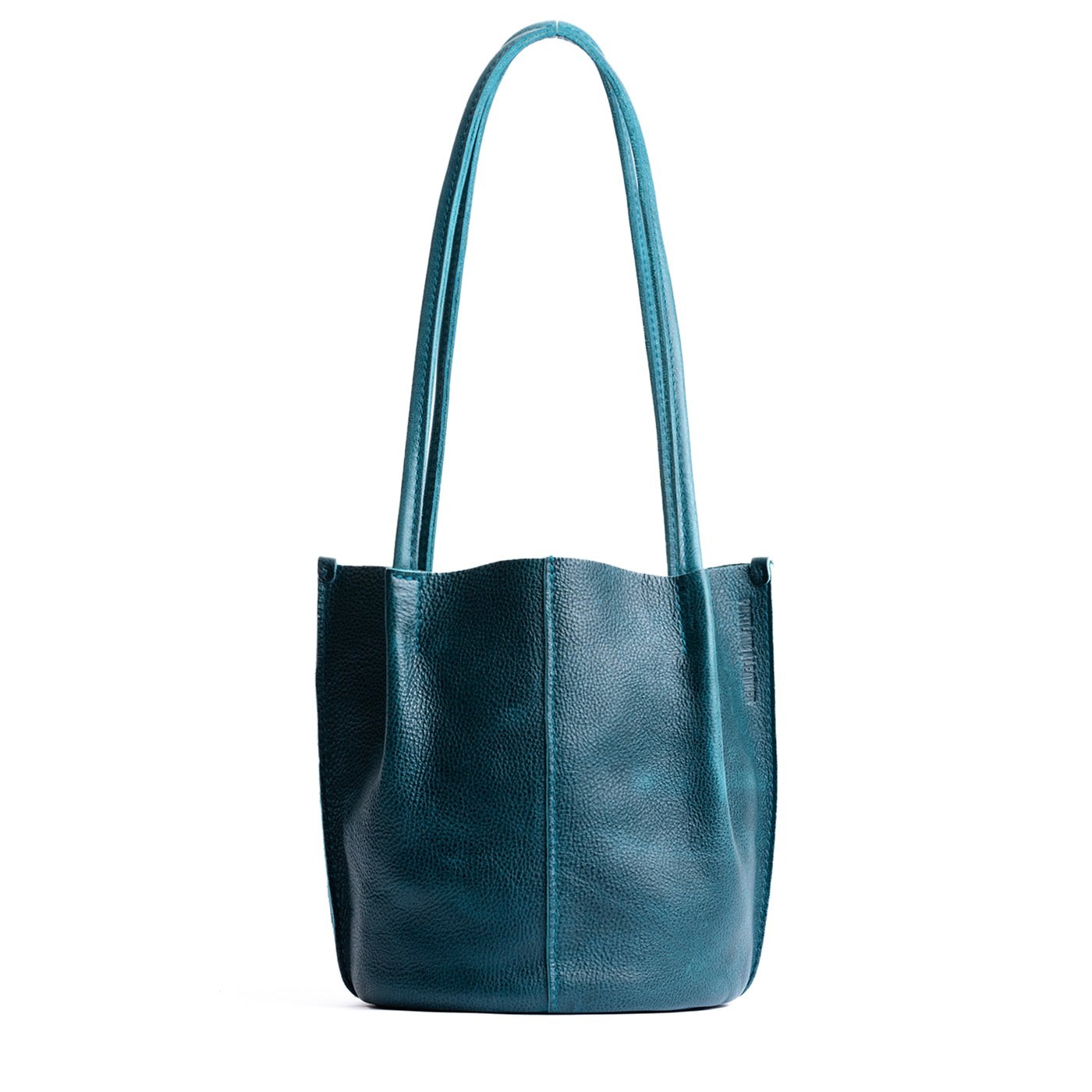 Lagoon*Small | Petite bucket shaped tote bag with matching leather handles