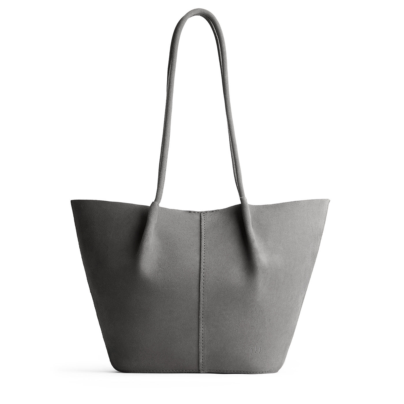 Smoke Grey*Large | Wide bucket shaped tote bag with matching leather handles