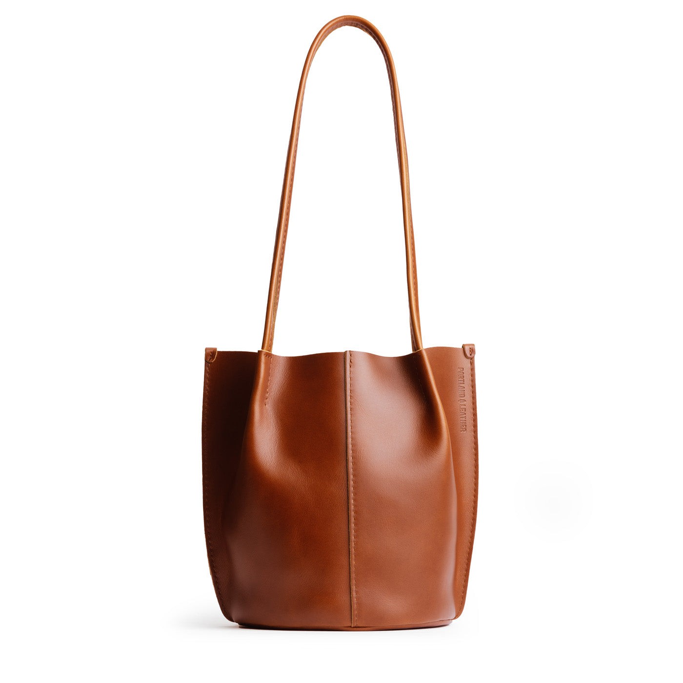 Madrone*Small | Petite bucket shaped tote bag with matching leather handles
