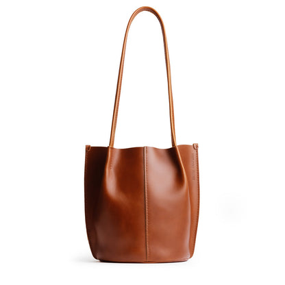 Madrone*Small | Petite bucket shaped tote bag with matching leather handles