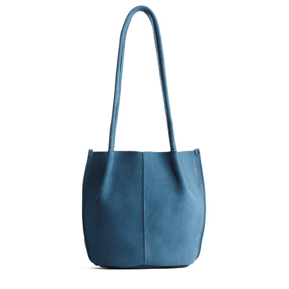 Mariner Blue*Small | Petite bucket shaped tote bag with matching leather handles