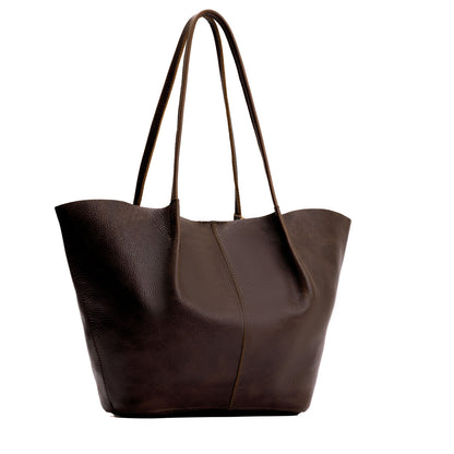 Coldbrew*Oversized | Extra wide bucket shaped tote bag with matching leather handles