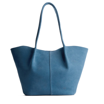 Mariner Blue*Oversized | Extra wide bucket shaped tote bag with matching leather handles