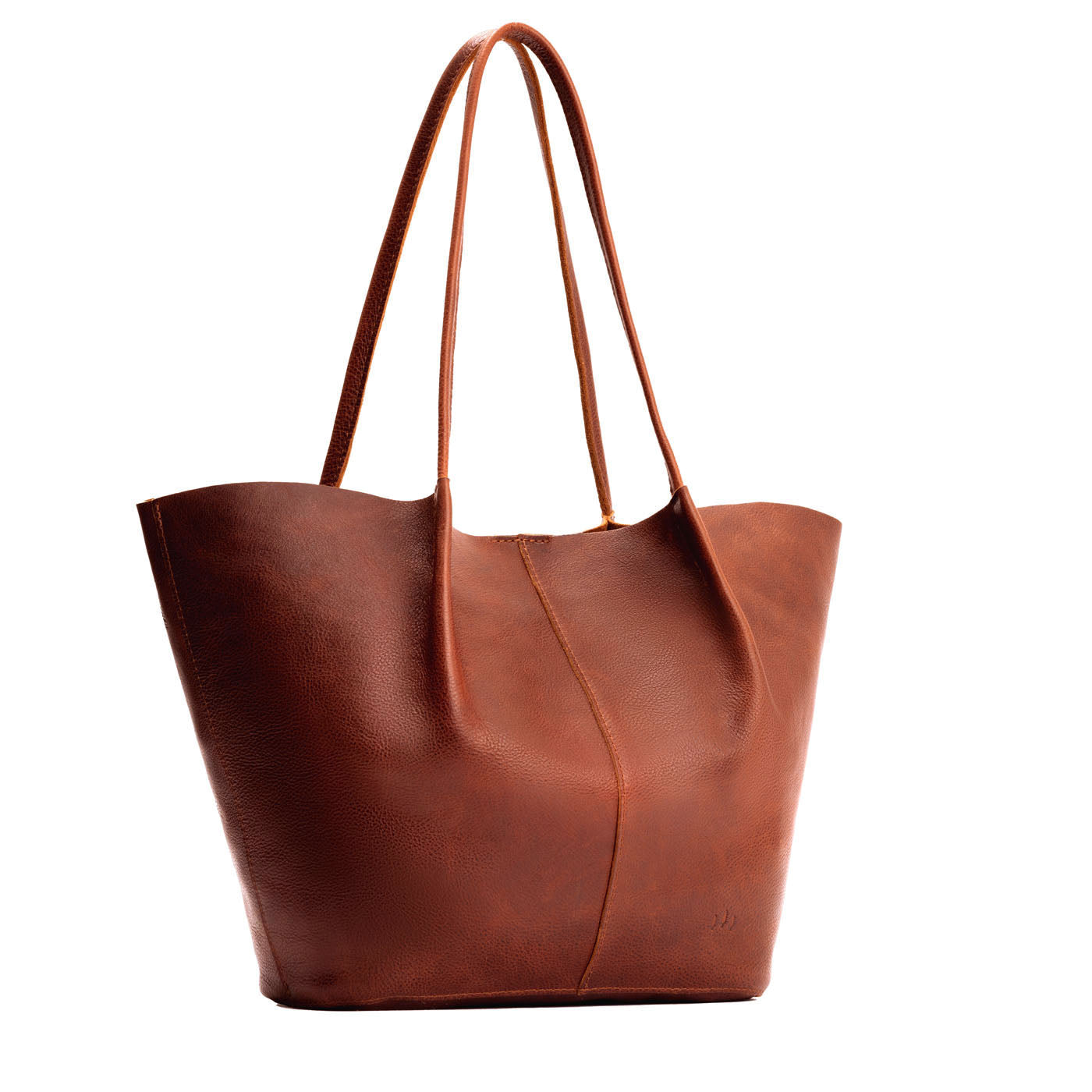 Nutmeg*Oversized | Extra wide bucket shaped tote bag with matching leather handles
